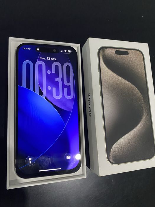 iPhone 15 PRO, 256 Gb, baterie 88%, Full Box, stare CA NOU/ Schimb