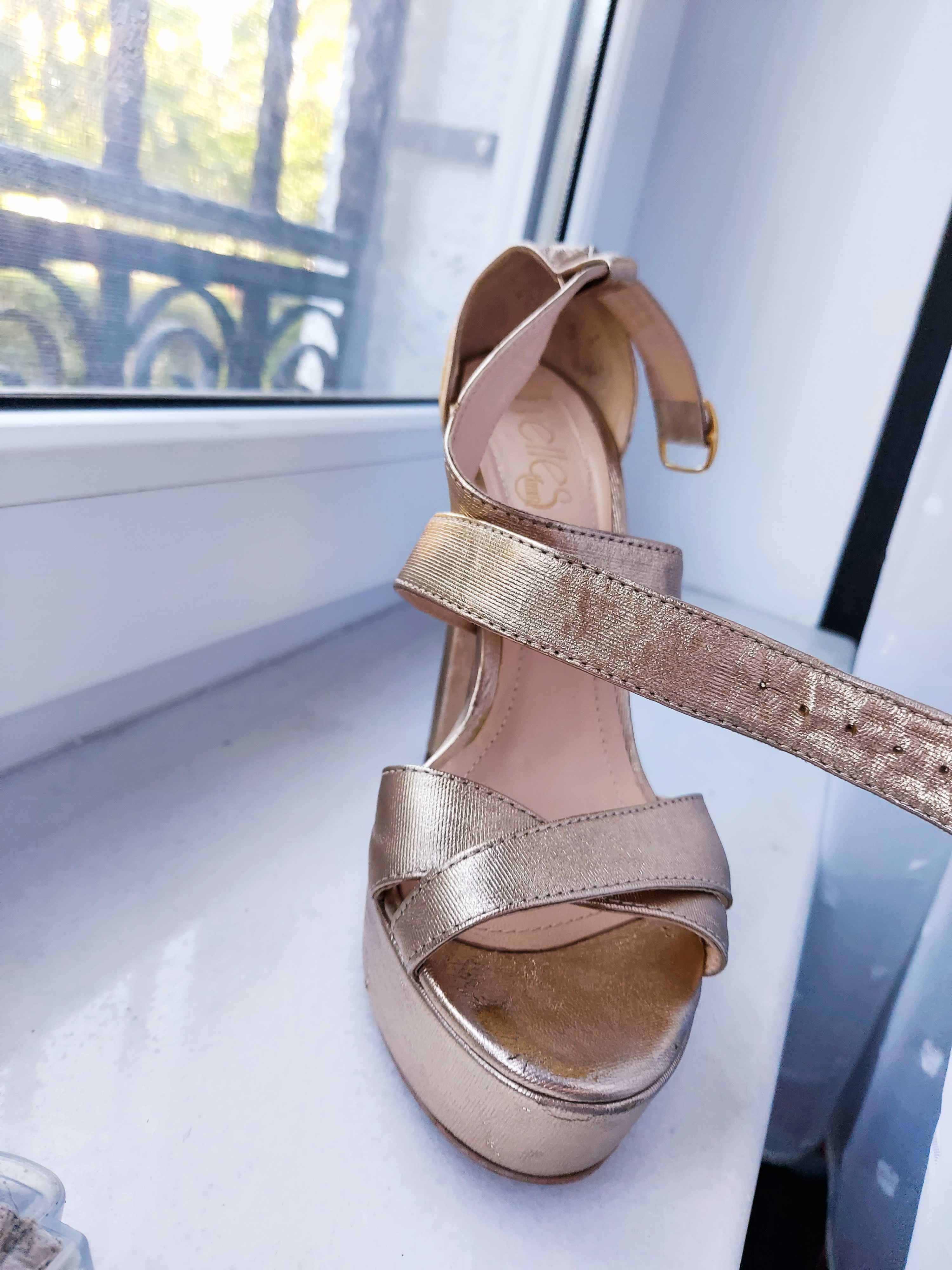 Sandale Aurii Yvettes Atelier, piele, mărimea 38