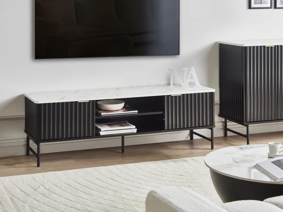 NOU Comodă tv "GLASTONBURY", mormoroptik, 140cm