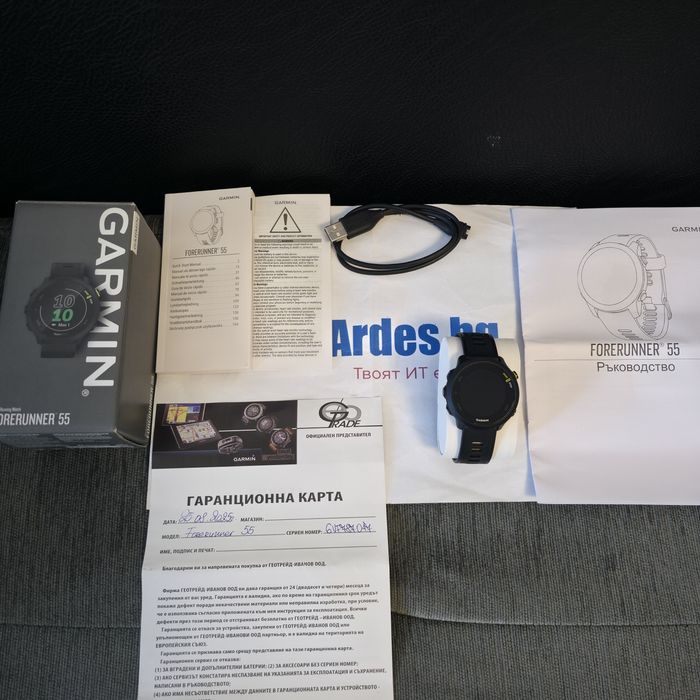 КАТО НОВ 42mm Garmin Forerunner 55 Гаранция Ardes 2027 Black / Черен