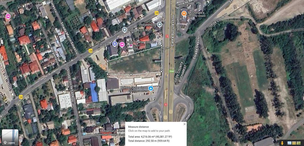 Teren Otopeni DN1 4212 mp - deschidere 51m DN1, inchiriere