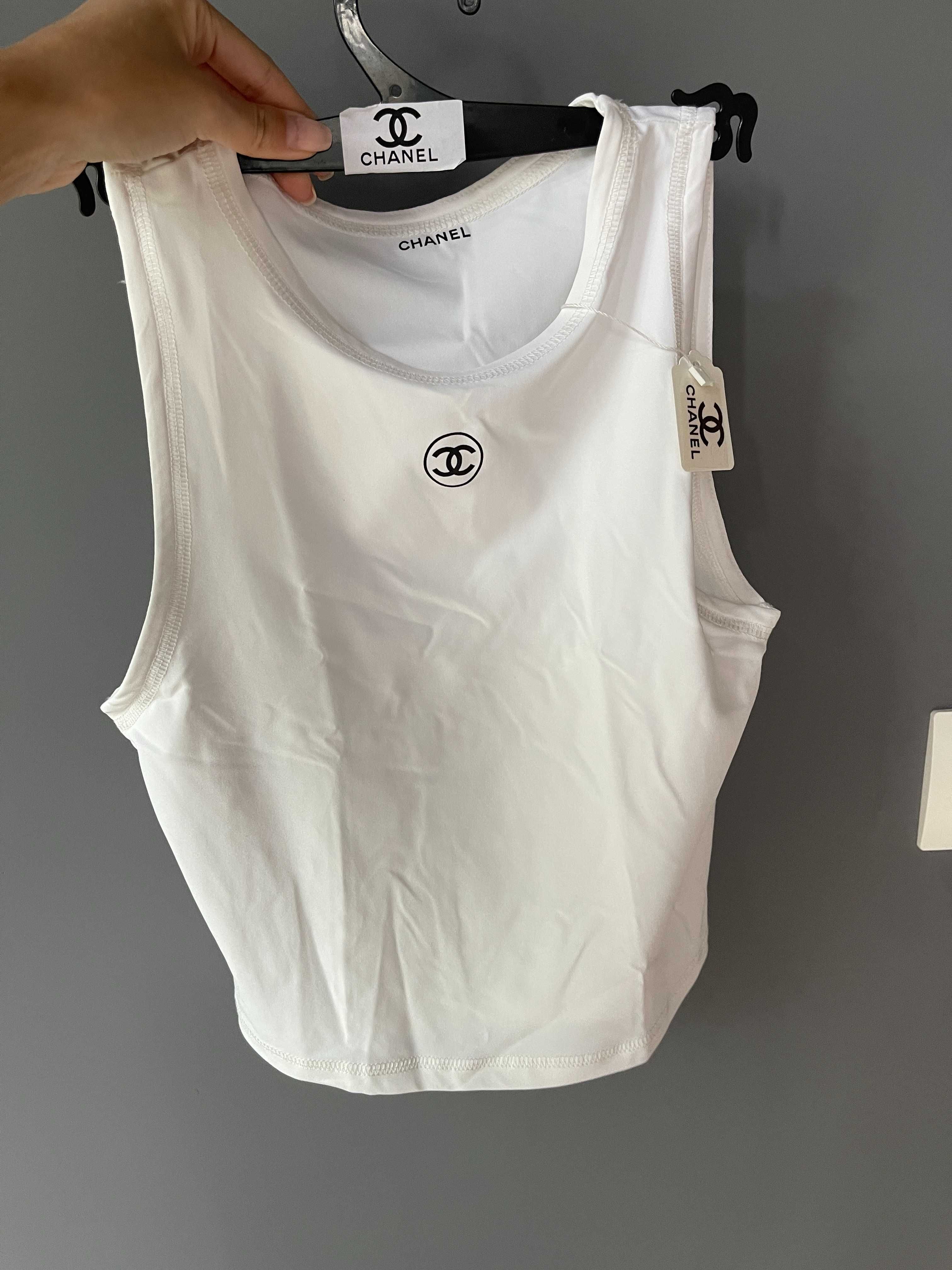 Бял топ шанел chanel потниче потник