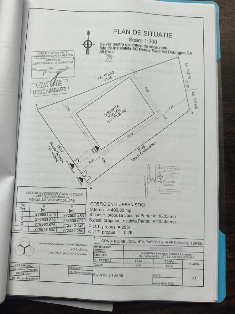Teren cu proiect de casa Amzacea schimb cu auto