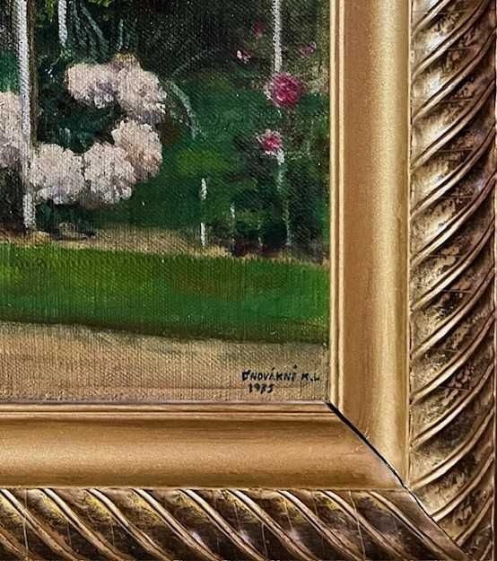 Tablou f vechi, 1935 ”ÎN PARC” Ul/pnză/cart, 50x40cm+R, semnat in clar