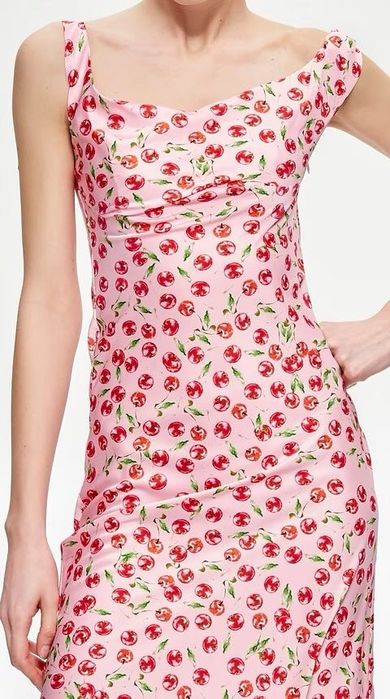 Нова! Дълга рокля Lumina с череши в розово