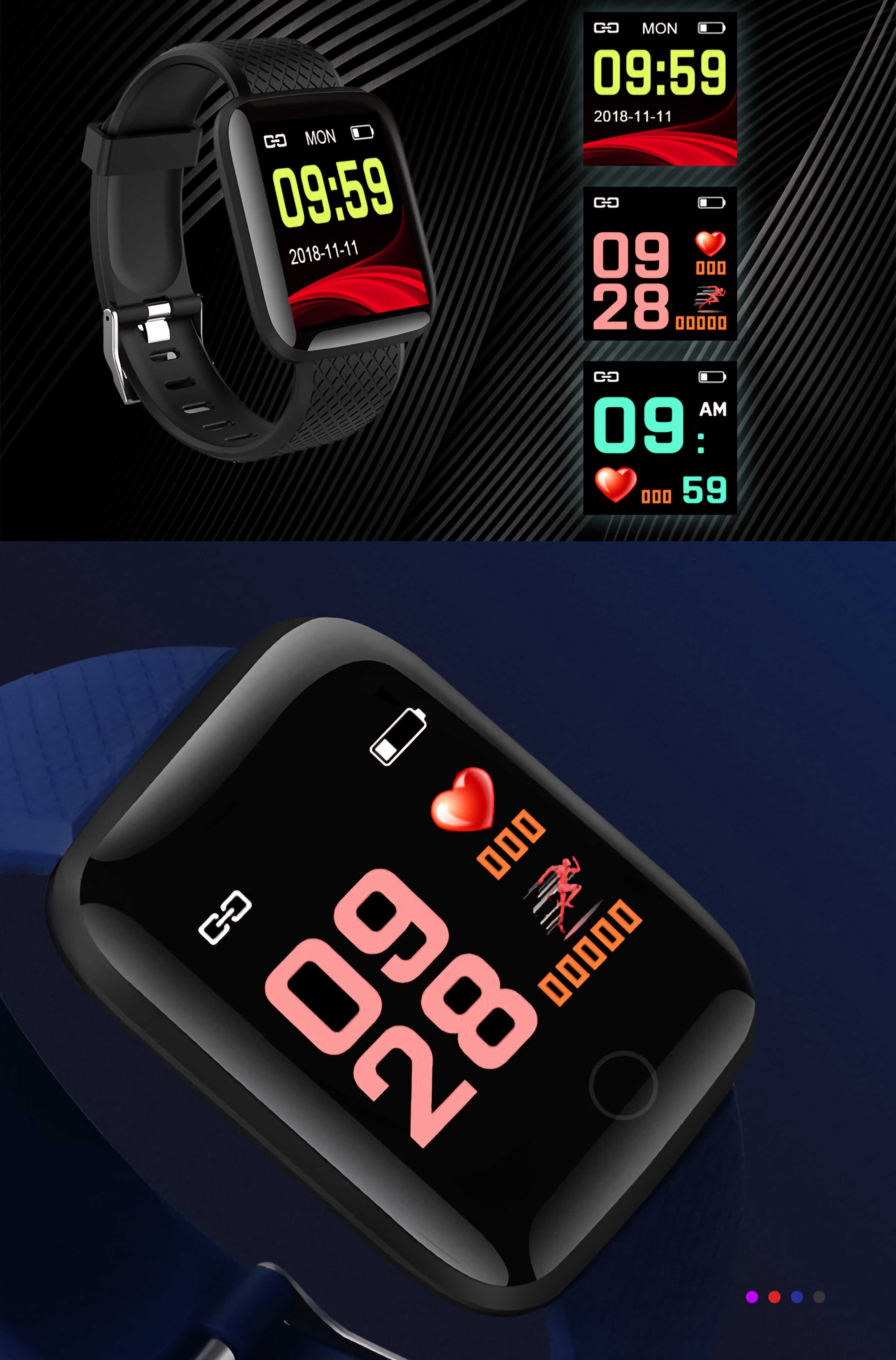 Set smart watch 2 curele: negru+bleumarin. Conectare tel. Performant.