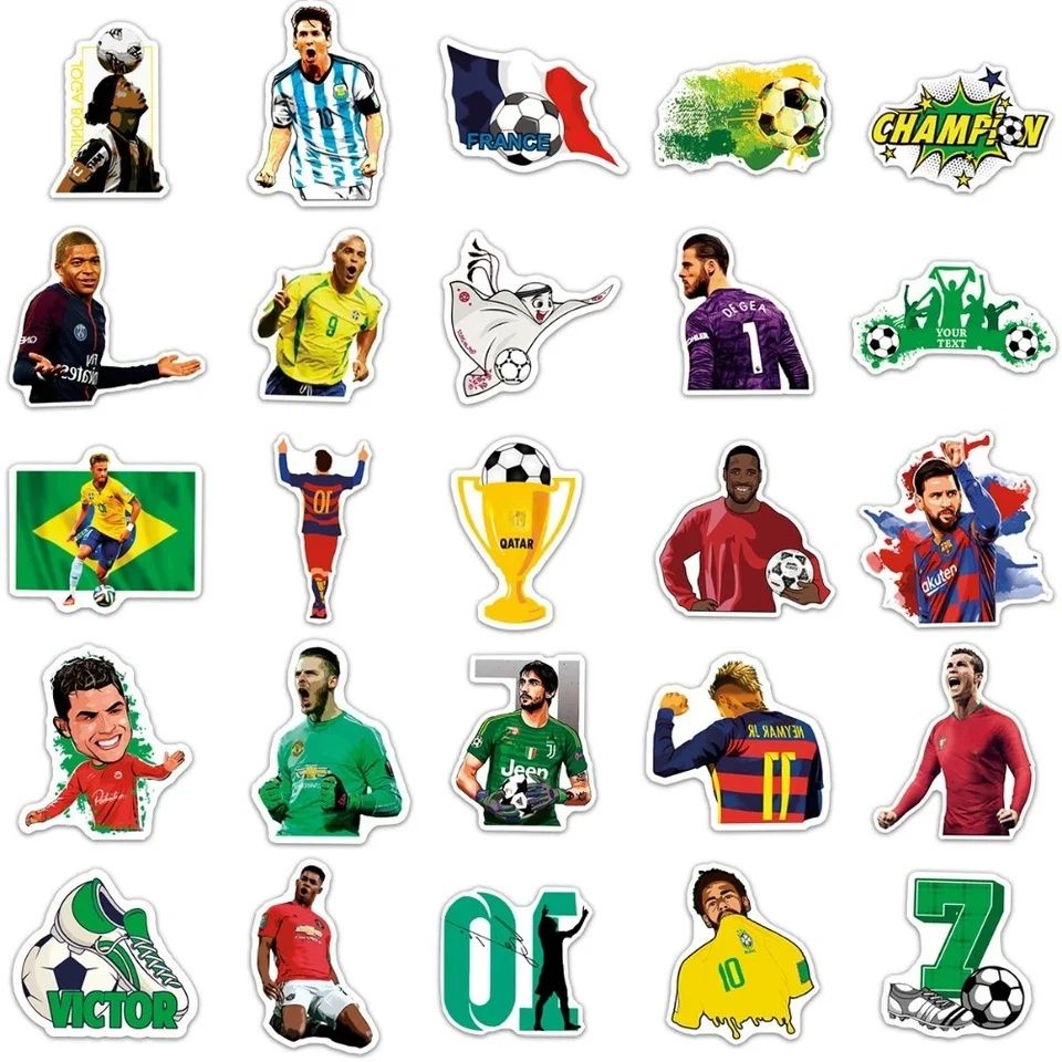 Set 50 abțibilduri stickers Football Star Neymar Messi Ronaldo laptop