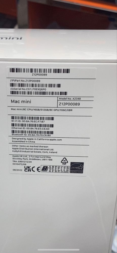 Mac mini m1 16/512