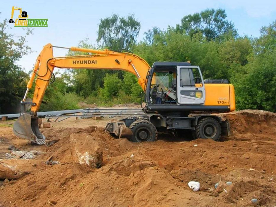 Услуги колёсных экскаватор гидромолот ямобур НЕДОРОГО аренда вилы
