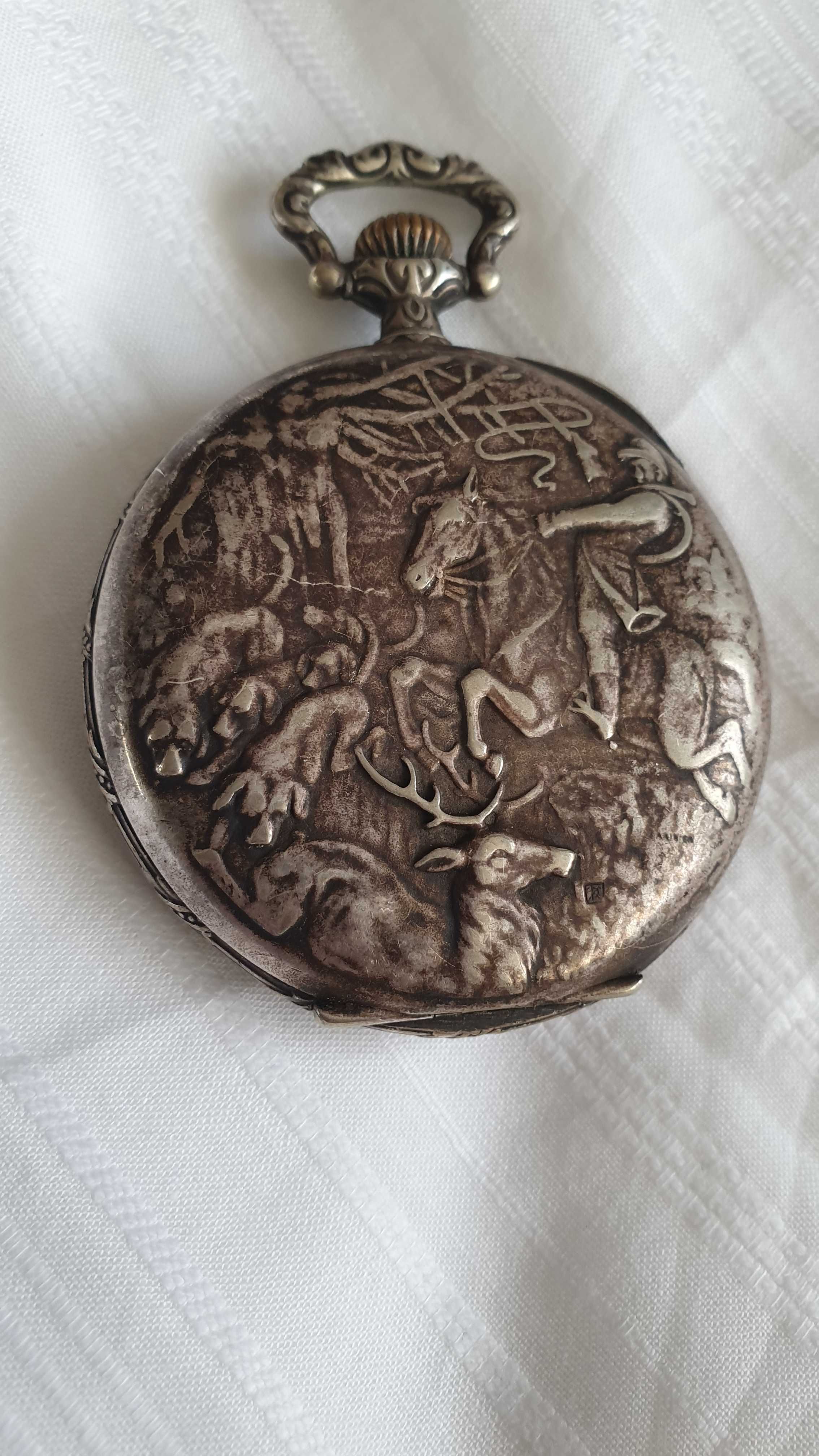 Швейцарски уникален джобен часовник с 24-часов циферблат, около 1905