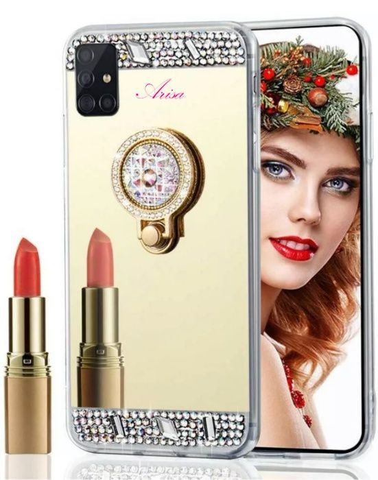 Husa oglinda , pietricele + inel pt. Samsung Galaxy A51 / S22 Plus 5G