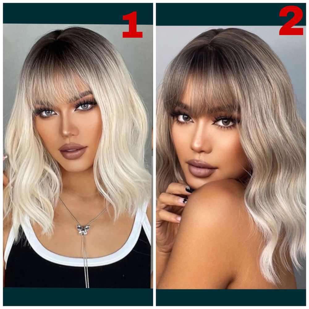Peruca T17 Blonda Scurta Ombre Gri Bob cu Suvite Blonde Blond Platinat