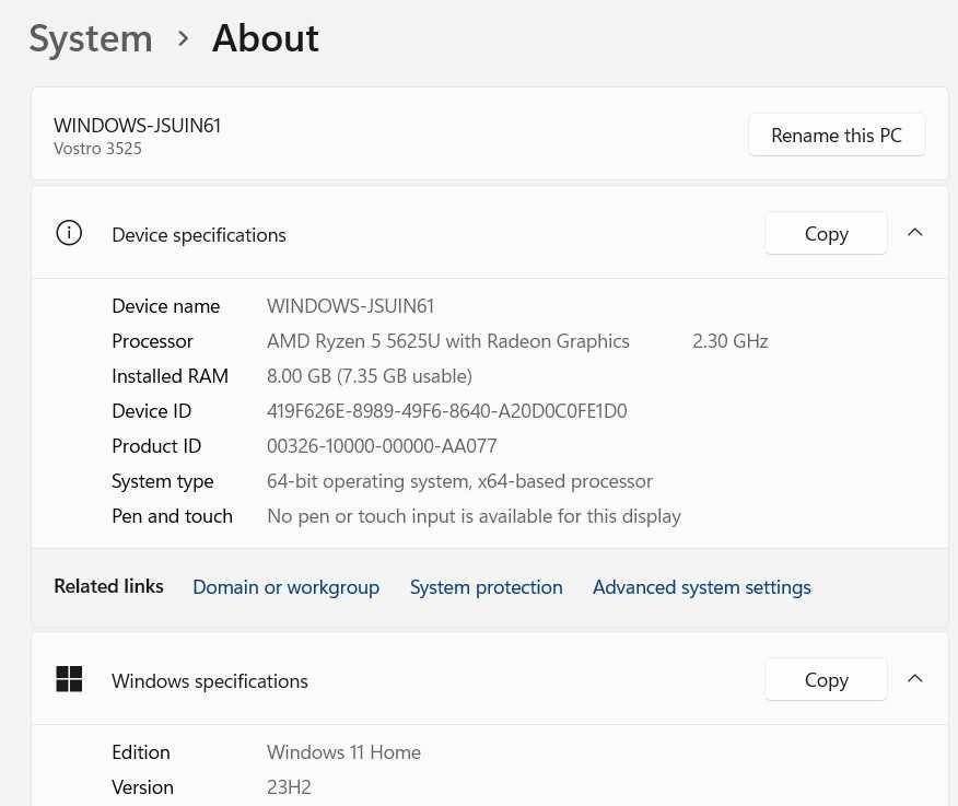 лаптоп Dell Vostro 3525 с 6-ядрен Ryzen 5-5625U и 15.6'' FHD 256/8GB