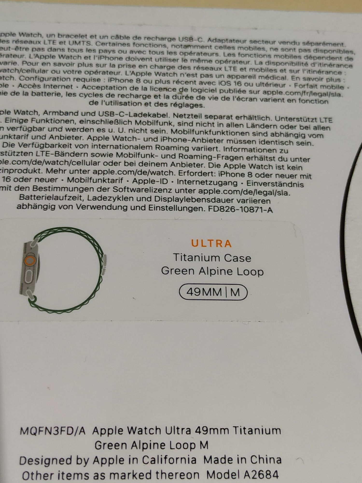 Apple Watch Ultra Titanium Case Green Alpine Loop A2684