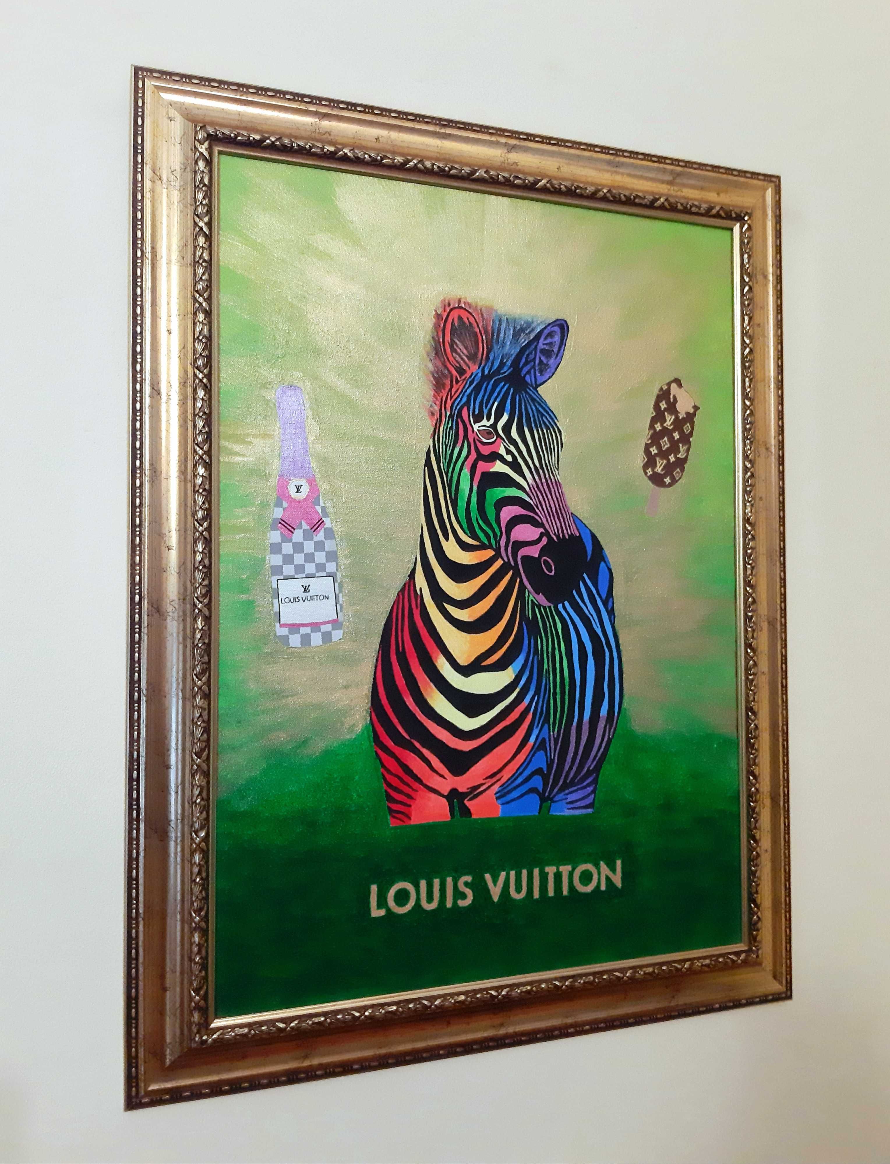 Ръчно рисувана картина Lous Vuitton с акрилни бои върху платно.