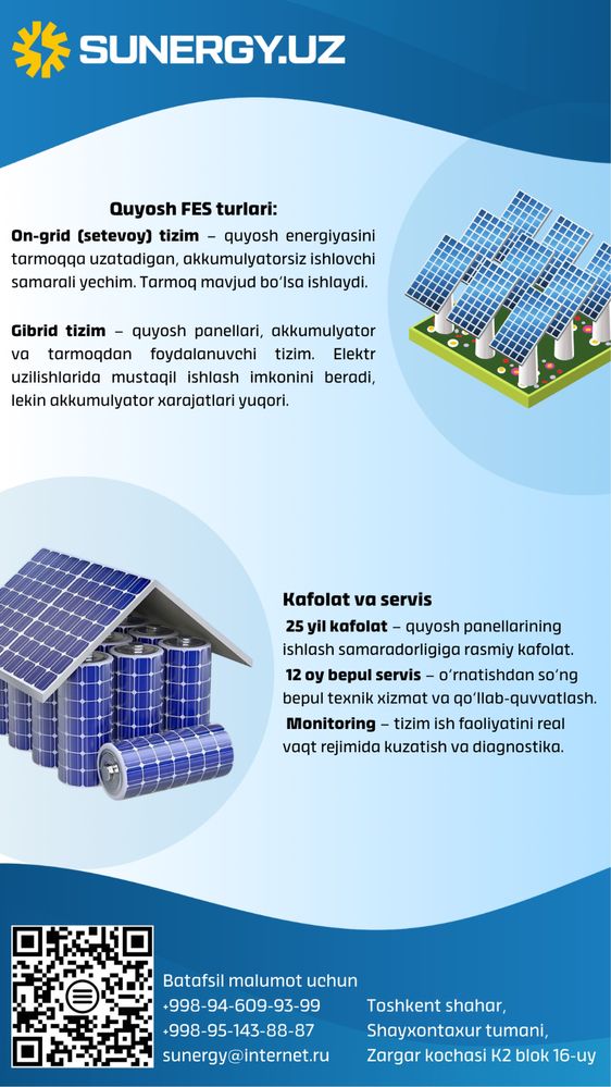Quyosh panellari maxsus chegirma invertor Deye elektr stanciya