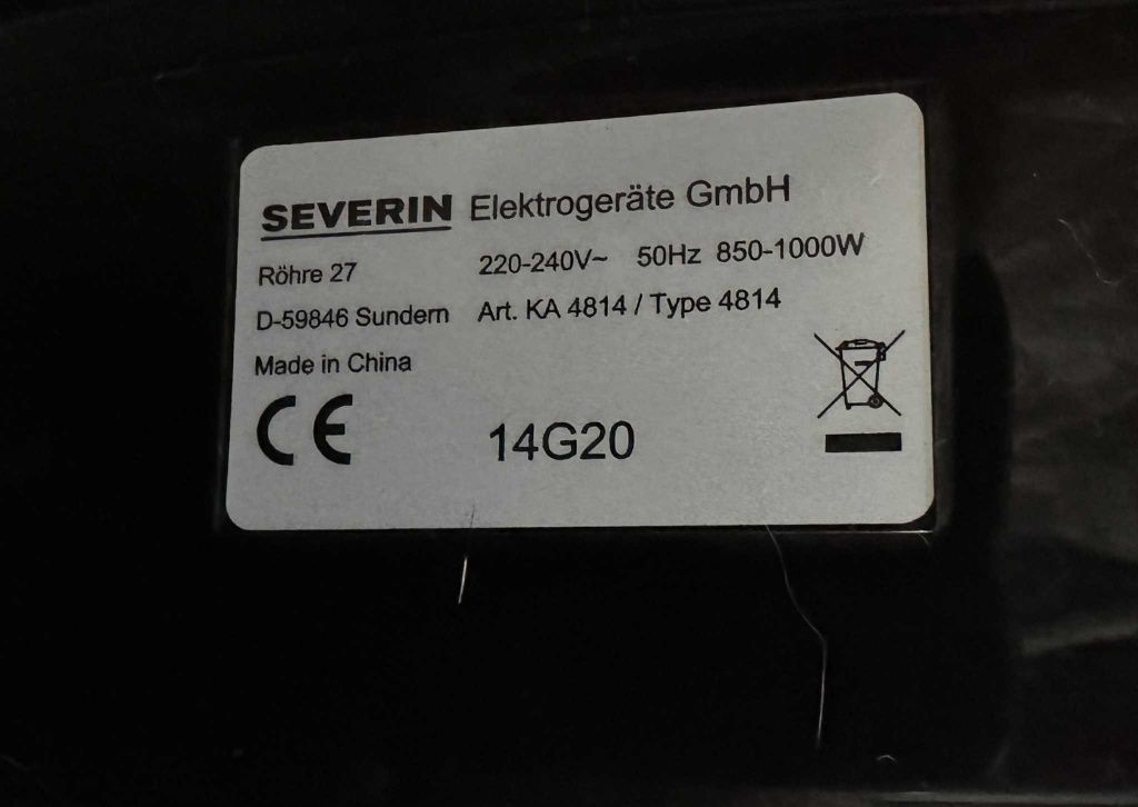 Кафемашина за шварц кафе Severin, KA 4814, 1.25L, 8 чаши, Черен/Сребри