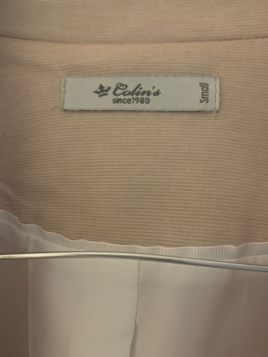 Sacou Colins roz pudrat, fusta H&M in carouri scurta