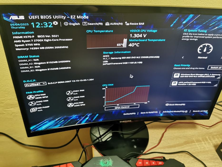 Kit ryzen 7 2700X asus X570-P ssd m2 256g rami 2X8=16g 2667mh