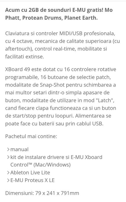 Clapa midi profesionala studio E-MU 49