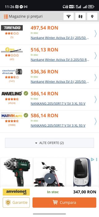 205/50R17 Nankang 7mm DOT20 STARE FOARTE BUNA