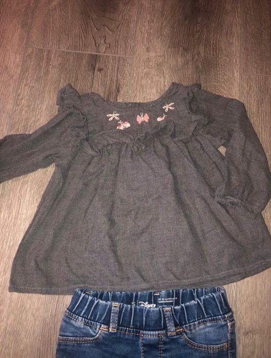 Geacă ,blugi și bluza fetița 74-80