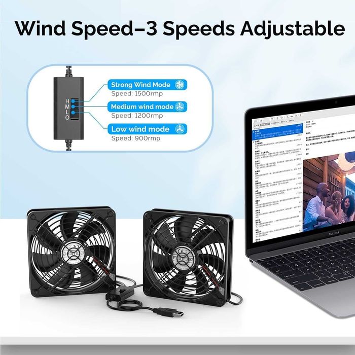 ELUTENG USB PC Computer Fan 140mm with 3 Speed Adjustable 5V 1500 RPM