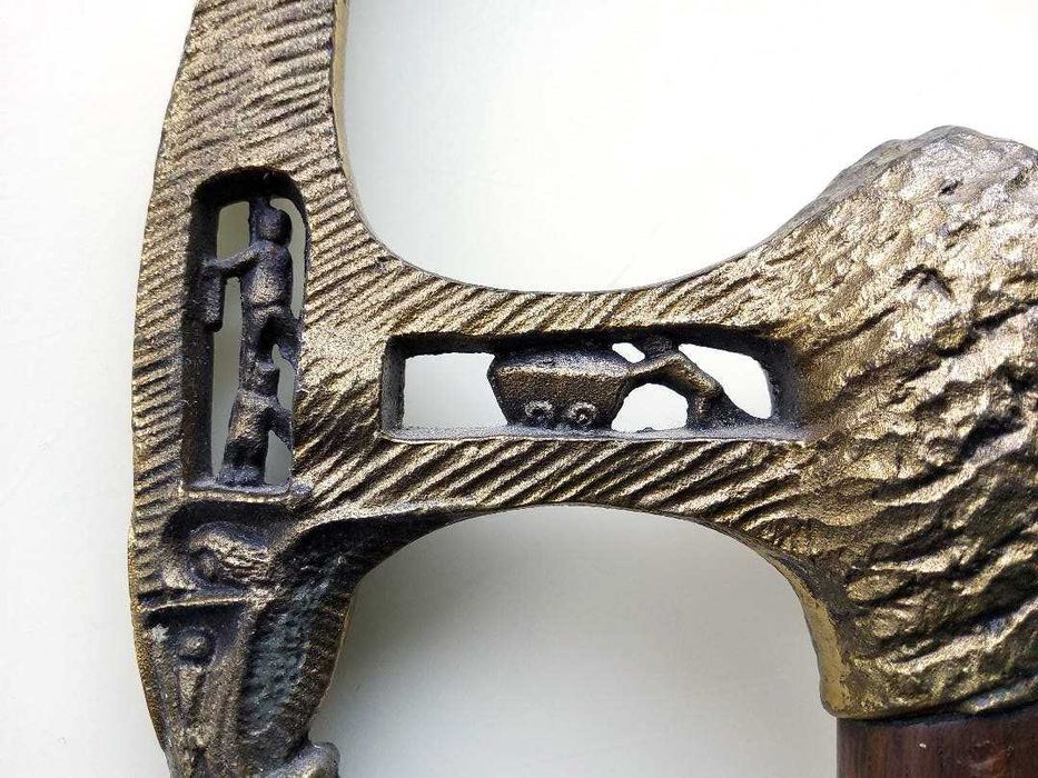 Baston din lemn și bronz, Dimensiuni: 11 x 91 cm, Mâner 17 cm