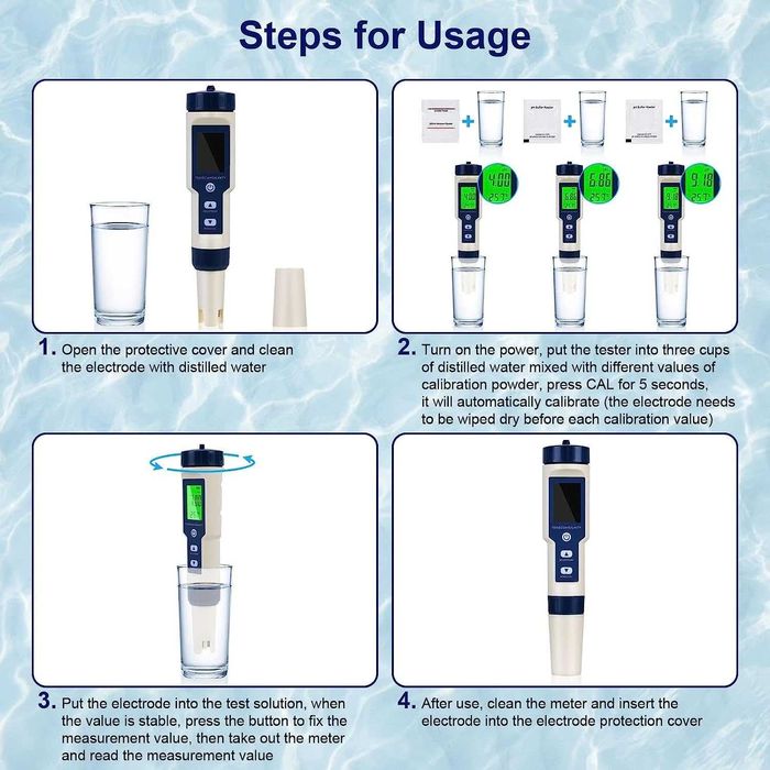 PH Meter 5-в-1 – PH/TDS/EC/Сол/Температура