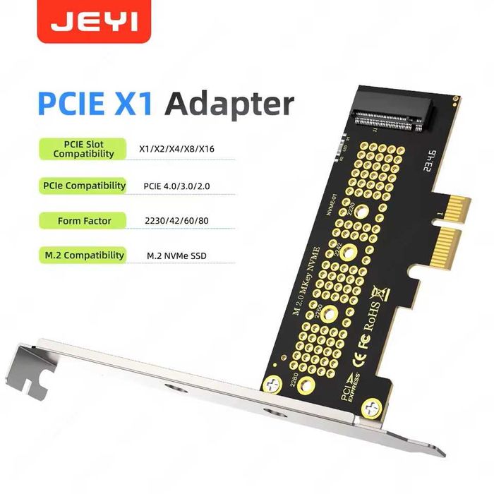 Adaptor convertor M.2 NVMe (M-Key) SSD la PCIe X1 / X4, 4.0, 3.0, 2.0