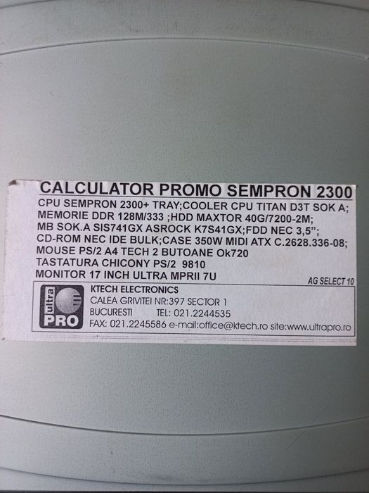 Pc vintage sempron 128 ram hard 40 gb