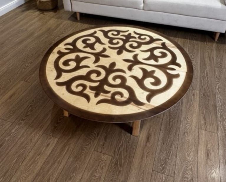 стол круглый казахский