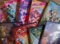 DVD Tinker Bell, Barbie, Mia, Rapunzel, Tiana