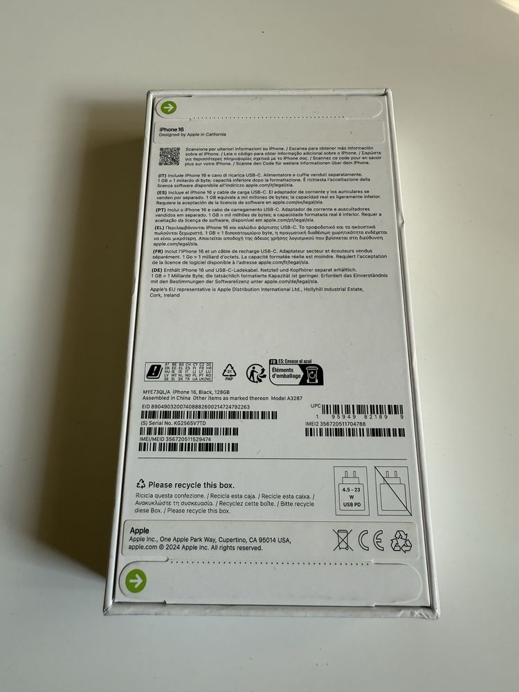 Iphone 16 black 128gb sigilat