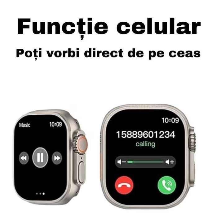 SmartWatch Ceas cu Curea Extra, Apel Bluetooth, Încărcare Wireless
