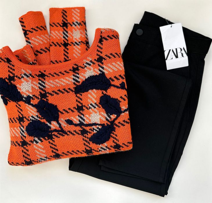 Zara нов черен панталон и Intrend MaxMara пуловер