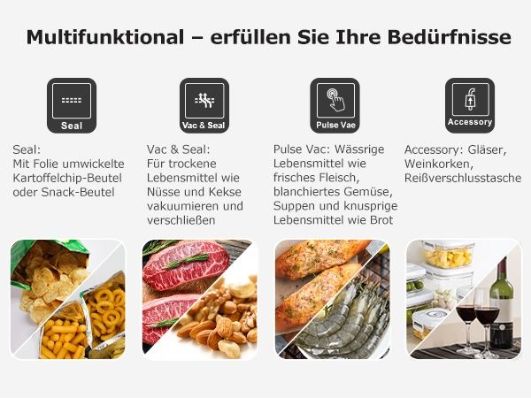 Вакуум машина 125W с 4 режима за сухи и мокри храни. Bonsenkitchen