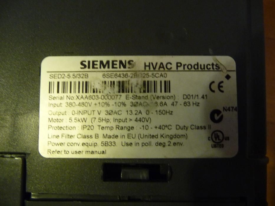Честотен регулатор(инвертор) Siemens 5,5кW