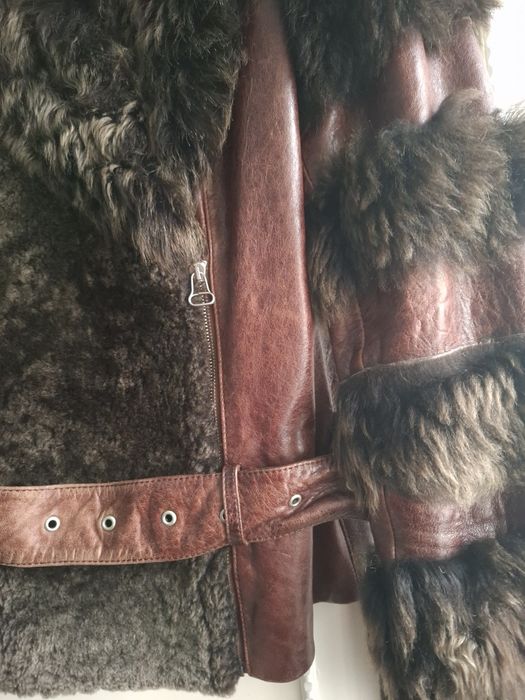 Haina scurta de piele cu blana