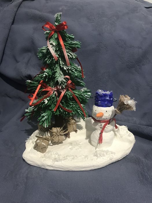 Decor de iarna handmade, Brad si Om de zapada