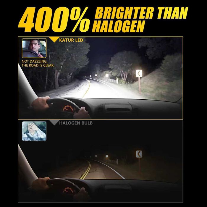 Becuri Led auto Katur HIR2, cod 9012, bec de 100W, lumina 6000K