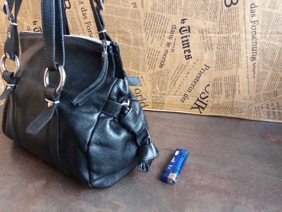 дамска чанта,черна малка кожена торба-естествена кожа