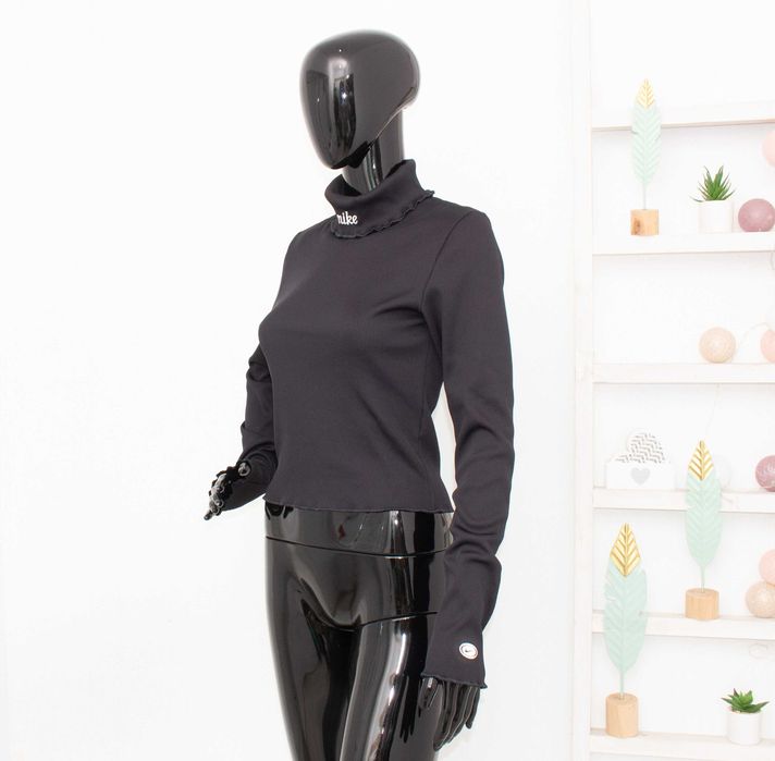 Nike оригинално дамско поло блуза рипсена материя черно S