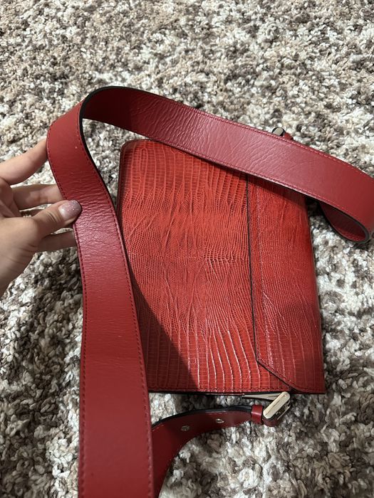 Geanta de piele rosie  Massimo Dutti