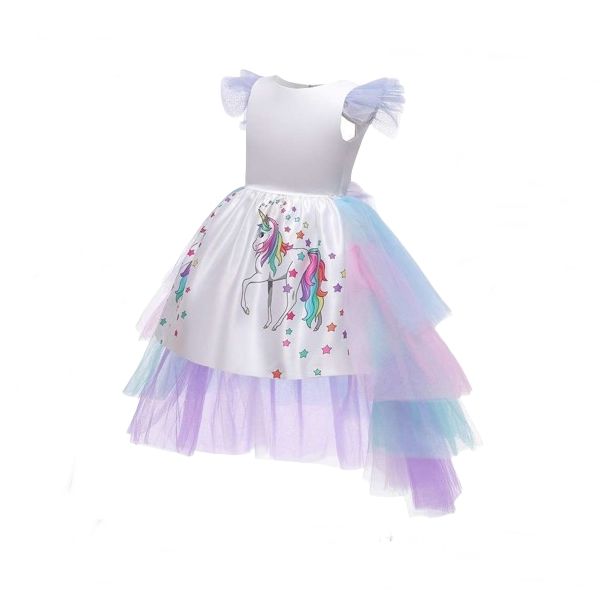 Rochie Unicorn cu trena detasabila, IdeallStore®, 3-5 ani