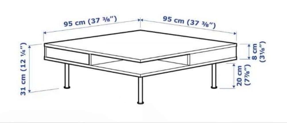 Masuta de cafea 95x95x31cm Ikea TOFTERYD