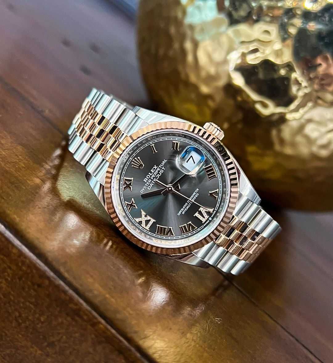 rolex datejust 36mm двуцветен / сив циферблат