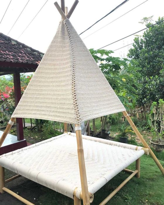 Шатра От Бамбук И Плетено Памучно Макраме