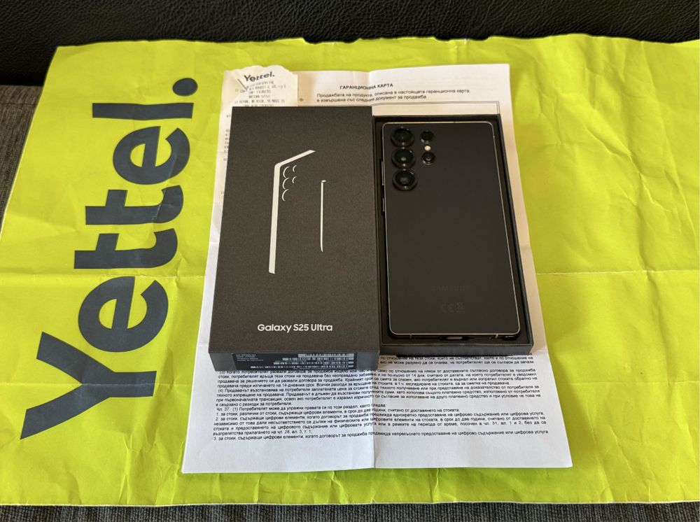 КАТО НОВ 512GB Samsung S25 Ultra Yettel Гаранция 2028 г. Black