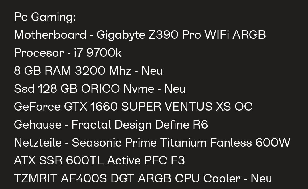 PC GAMING I7 9700k 1660 super